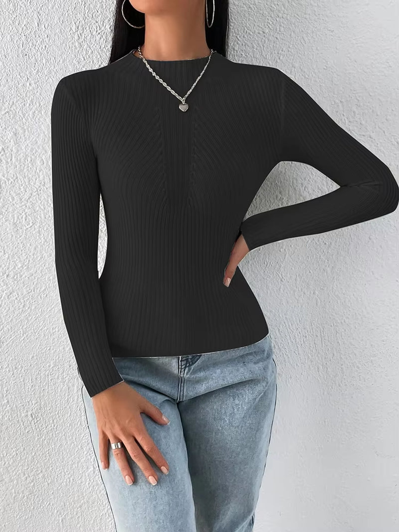 Solid White and Black Tops Sweaters 2026 Autumn Winter Long Sleeve Turtleneck Pullovers Fashion Womens Sweaters Femme Clothing