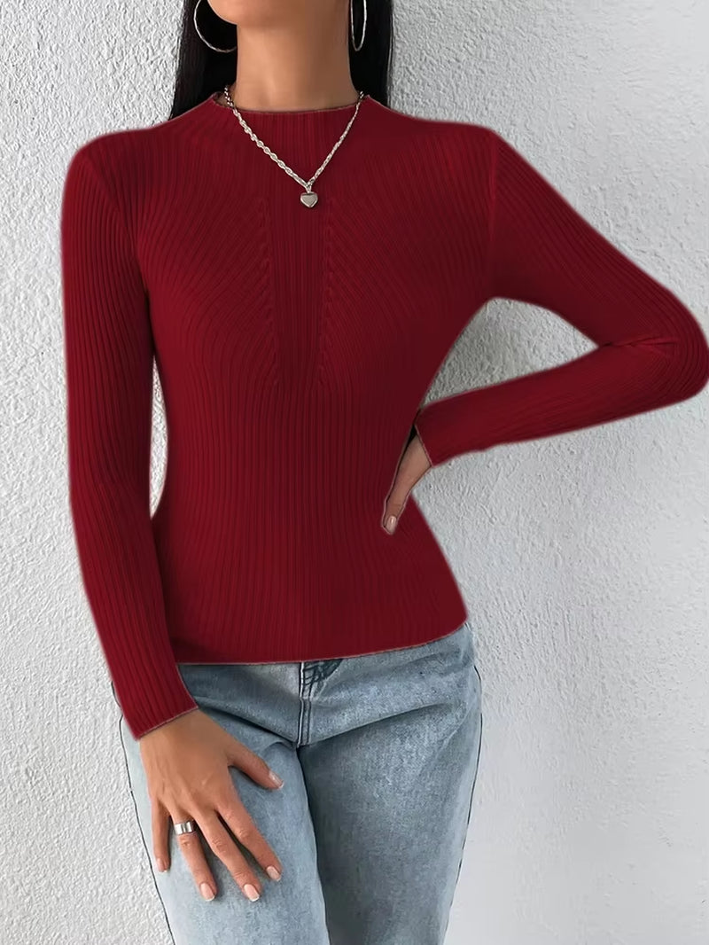 Solid White and Black Tops Sweaters 2026 Autumn Winter Long Sleeve Turtleneck Pullovers Fashion Womens Sweaters Femme Clothing